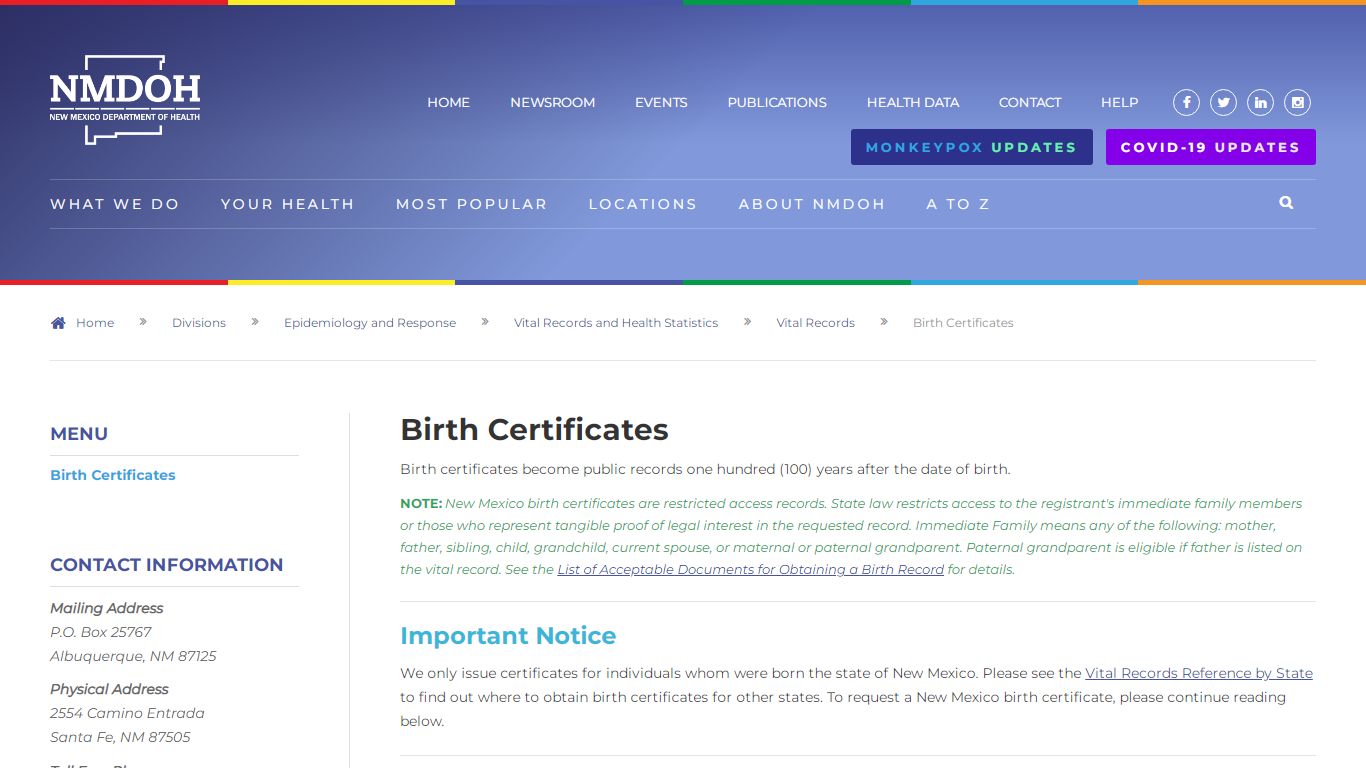 Birth Certificates - nmhealth.org